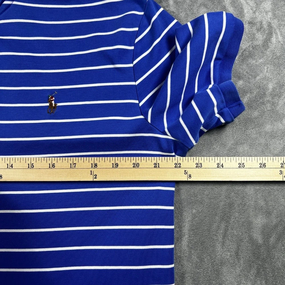 Polo Ralph Lauren Pima Soft Touch Polo Shirt Mens Large Blue White‎ Stripe